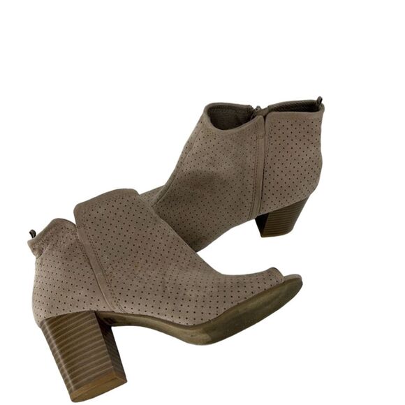 Old Navy Women's Peep Toe Chunky Heel Booties Brown Size 10 - Picture 1 of 9
